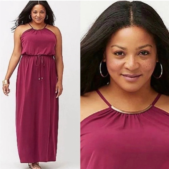 Lane Bryant Simply Chic Collection Goddess Maxi dress size 18/20 Wine Red - Picture 1 of 9